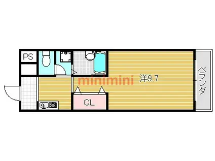ローズスクエア春日(1K/2階)の間取り写真