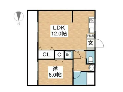 小林ビル(1LDK/3階)の間取り写真