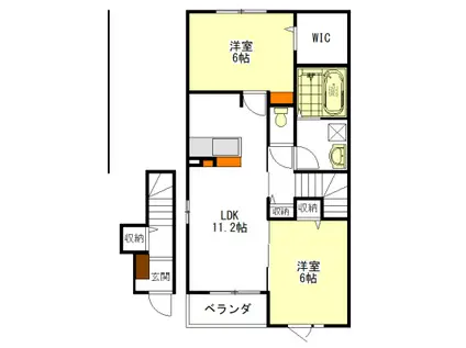 グランドソレイユA棟・B棟(2LDK/2階)の間取り写真