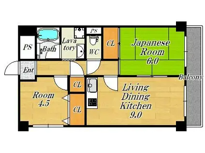 ブルームコート(2LDK/4階)の間取り写真