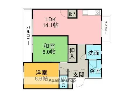 ヴェルドミール江坂(3DK/1階)の間取り写真