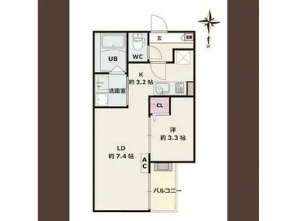 JACK UMATEII(1LDK/2階)の間取り写真