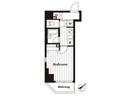 スカイコート幡ヶ谷(1K/2階)の間取り写真