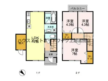 ラグナハウスB(3LDK/1階)の間取り写真