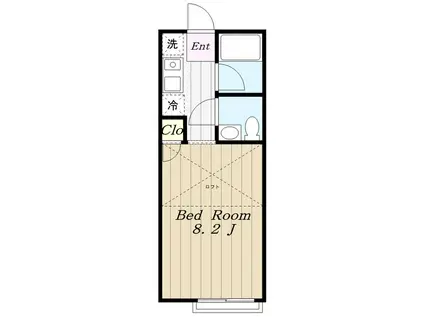 フォレストコート多摩美(1K/2階)の間取り写真