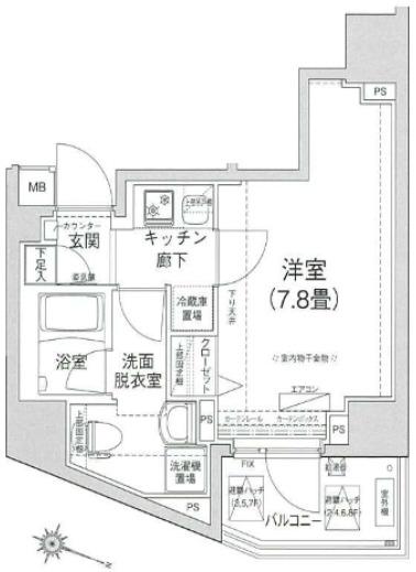 アイルプレミアム本駒込(1K/8階)の間取り写真