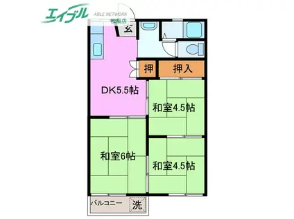 石津ハイツ(3DK/2階)の間取り写真