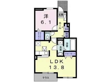 フレグランス(1LDK/1階)の間取り写真