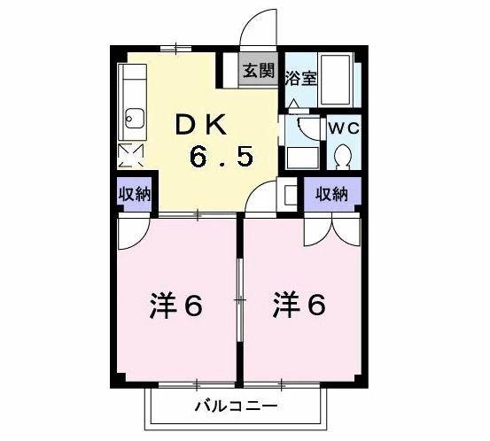 ファミールひいらぎB棟(2DK/2階)の間取り写真