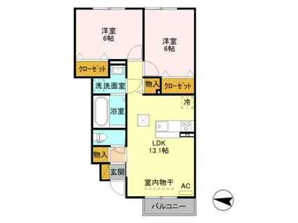 グレイスSK(2LDK/1階)の間取り写真