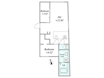 TRIAS154(2LDK/2階)の間取り写真