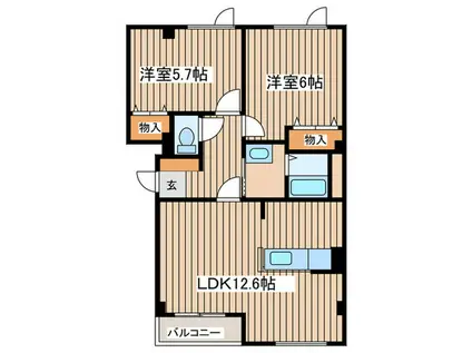 グリーンフィールドⅠ(2LDK/1階)の間取り写真