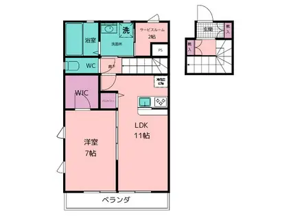 エコール・ドゥヴォン(1SLDK/2階)の間取り写真