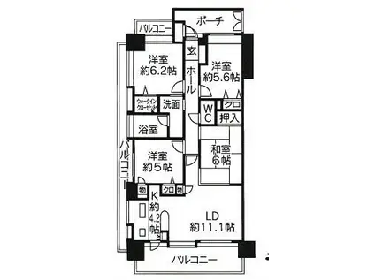 アーバンパレス諏訪野II(2LDK/10階)の間取り写真