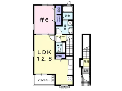 プリムローズ(1LDK/2階)の間取り写真
