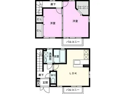 ベルコート II(2LDK/1階)の間取り写真