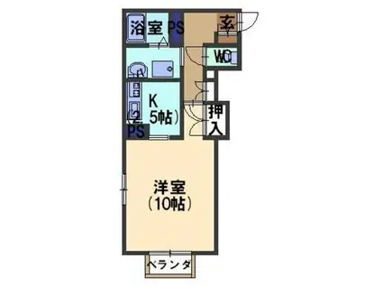 グローリーハイツIII(1K/2階)の間取り写真