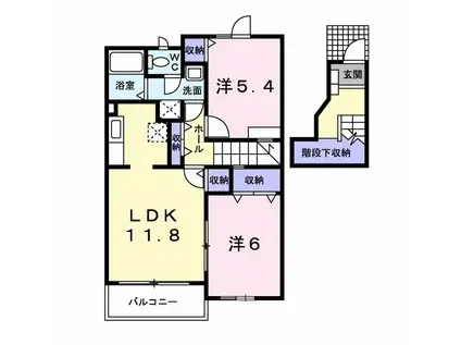 メゾン永吉A(2LDK/2階)の間取り写真