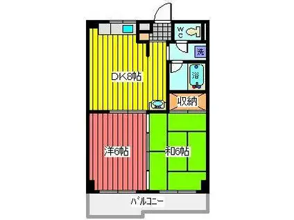 ルミエール川口(2DK/4階)の間取り写真