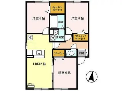 フラワータウン栄町B(3LDK/2階)の間取り写真