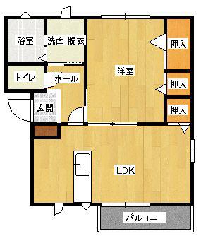 ユーガイアI(1LDK/1階)の間取り写真