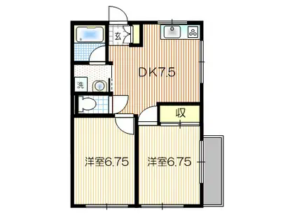 メタエリアL(2DK/1階)の間取り写真