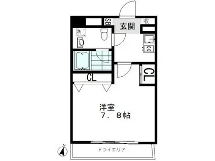 モントベルク烏山(1K/B1階)の間取り写真