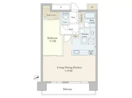 ワテラスタワーレジデンス(1LDK/32階)の間取り写真