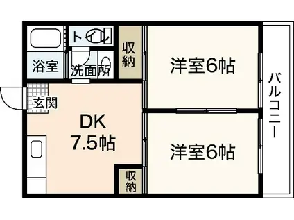 サンシャイン中央II(2DK/2階)の間取り写真