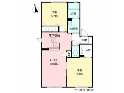 シャーメゾン小森野B(2LDK/1階)の間取り写真