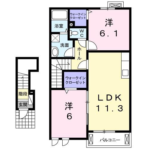 グローヴ・II(2LDK/2階)の間取り写真