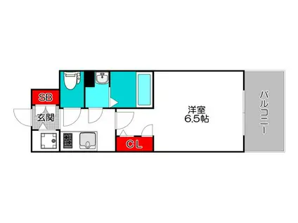 エスリード弁天町ルシェンテ(1K/3階)の間取り写真