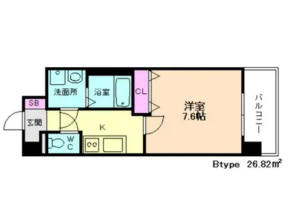 レジュールアッシュJUSO(1K/7階)の間取り写真