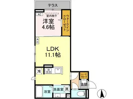 セレーノヴィータ中御所(1LDK/1階)の間取り写真