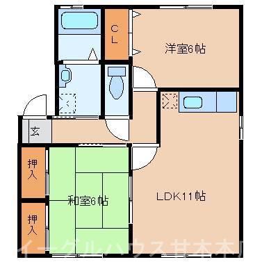 メゾンパークスII(2LDK/1階)の間取り写真