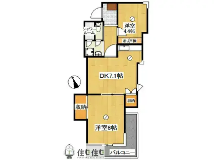 マリンハイツ(2DK/2階)の間取り写真