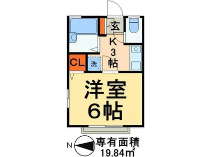 コーポカナール(1K/2階)の間取り写真