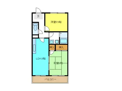パルハイツA(2LDK/1階)の間取り写真