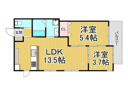 LOHAUS花屋敷駅前(2LDK/1階)の間取り写真