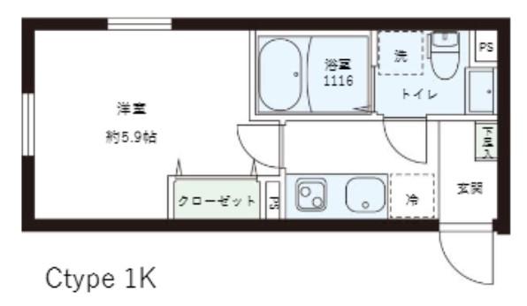 レピュア目黒本町レジデンス(1K/2階)の間取り写真