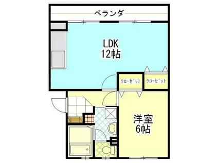 ポプラヶ丘コープ5号棟(1LDK/4階)の間取り写真