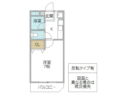 愛宕岩崎ハイツA(1K/1階)の間取り写真