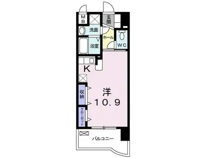 アクアルーチェ(1K/9階)の間取り写真