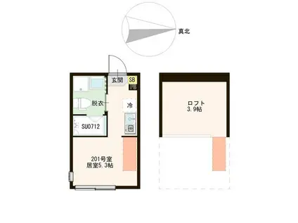 ル・リヴァージュ中川(ワンルーム/2階)の間取り写真