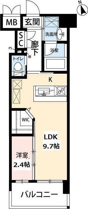 ウィングス西本町(1LDK/10階)の間取り写真