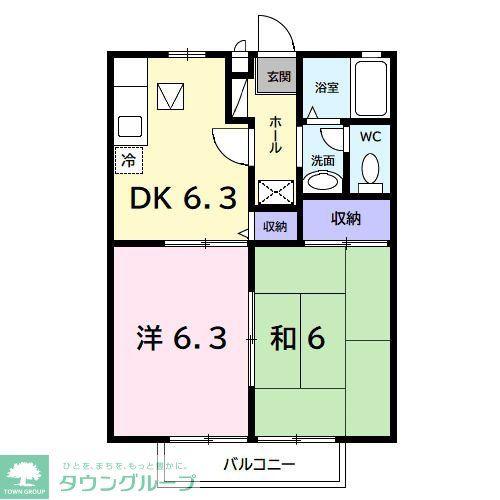天神台パレス(2DK/1階)の間取り写真