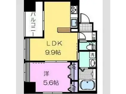 CIEL KAYA(1LDK/2階)の間取り写真