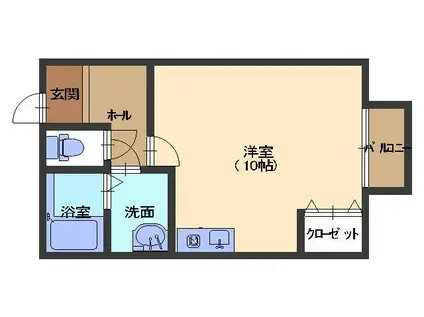 マロンワン(ワンルーム/2階)の間取り写真