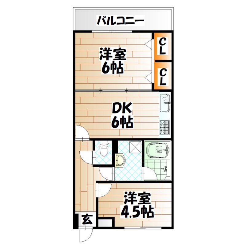 サンシャイン諸藤(2DK/5階)の間取り写真