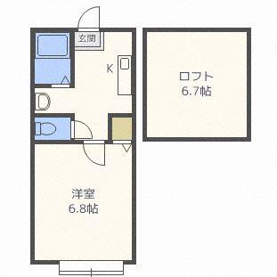 フラット麻生(1K/2階)の間取り写真
